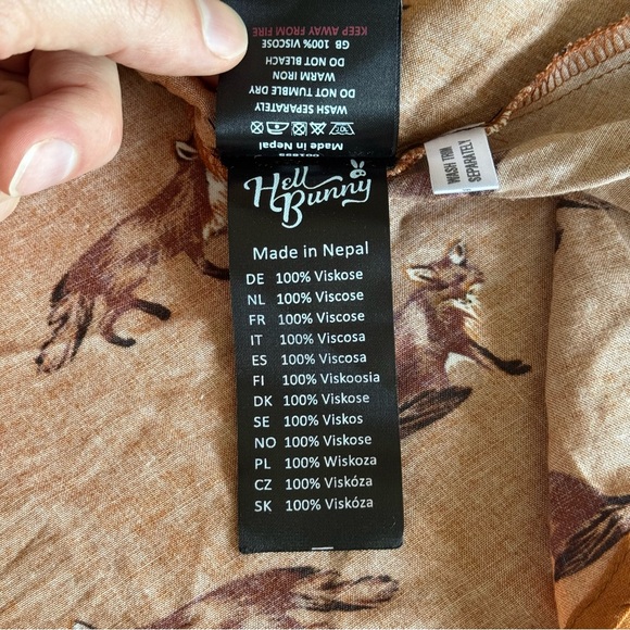 Hell Bunny Retro Dress Size 3XL Vixey Fox Print Pinup Rockabilly Hipster 1940s - Picture 11 of 16